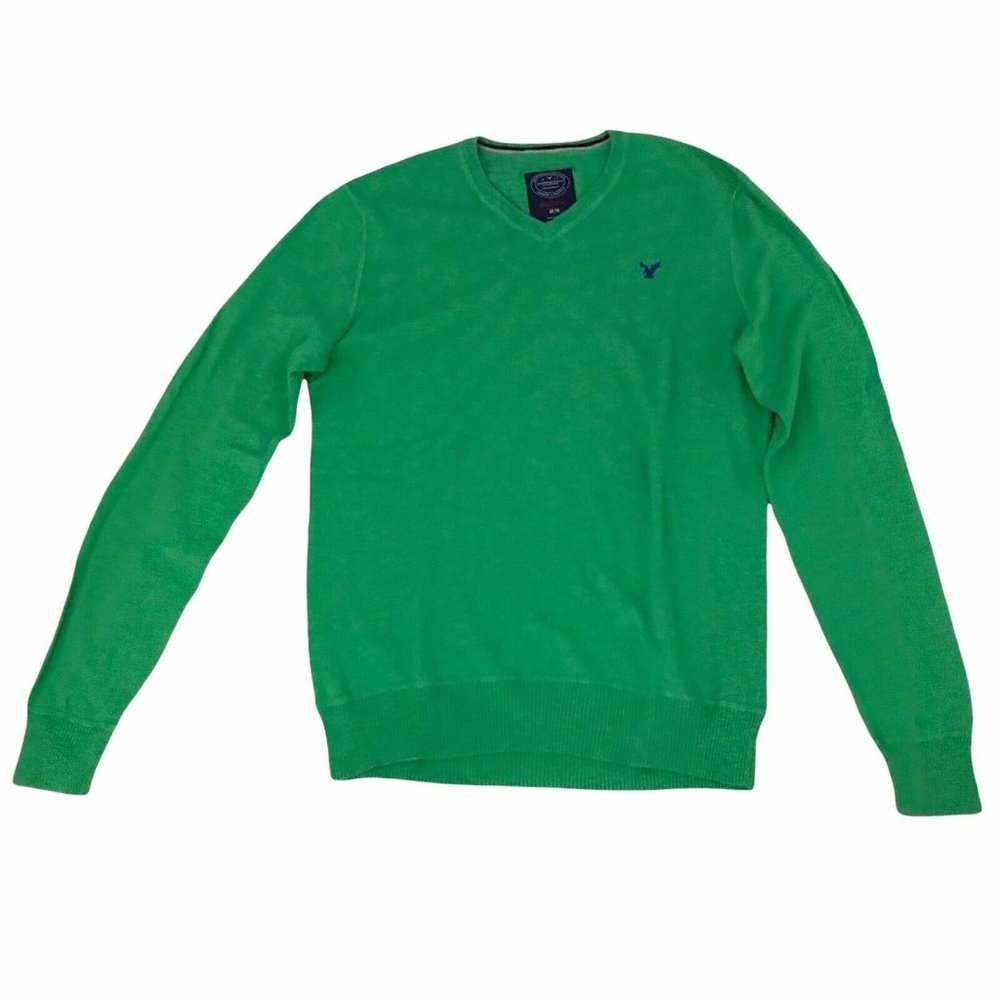 American Eagle v-neck sweater green Size M 100% cotton lightweight